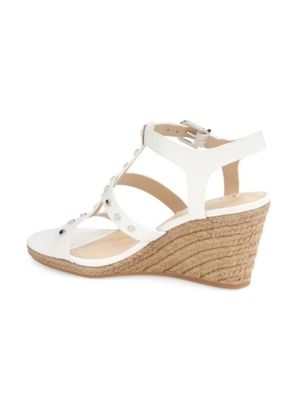 Via Spiga Womens 8.5 White Studded Espadrille Wedge Sandals Vacation Resort